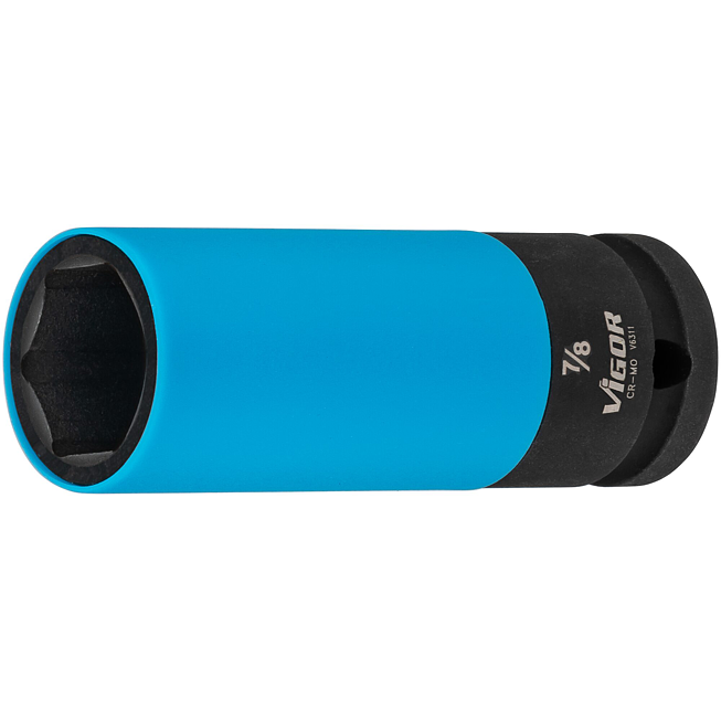 VIGOR Nástrčná hlavice pro rázový utahovák · TESLA ∙ V6311 ∙ 1/2 palce (12,5 mm) čtyřhran dutý ∙ Profil vnější šestihran ∙ Velikost 22,2 mm