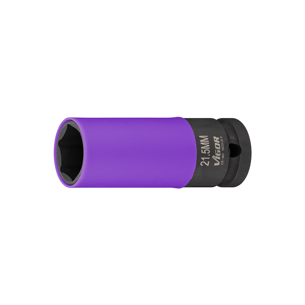 VIGOR N&aacute;strčn&aacute; hlavice pro r&aacute;zov&yacute; a strojov&yacute; utahov&aacute;k ∙ V6313-21.5 ∙ 1/2 palce (12,5 mm) čtyřhran dut&yacute; ∙ Vněj&scaron;&iacute; profil &scaron;estihran ∙ 80 mm