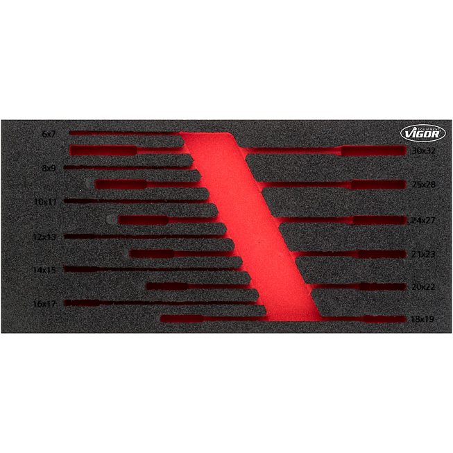 VIGOR Vložka z měkké pěny ∙ prázdná ∙ V6721-L ∙ d x š x v: 393 mm x 188 mm x 35 mm