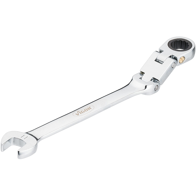 VIGOR Ráčnový očko-plochý klíč s dvojitým kloubem ∙ V6752-11 ∙ Vnější dvojitý šestihran profil, Profil vnější šestihran ∙ Velikost 11 mm