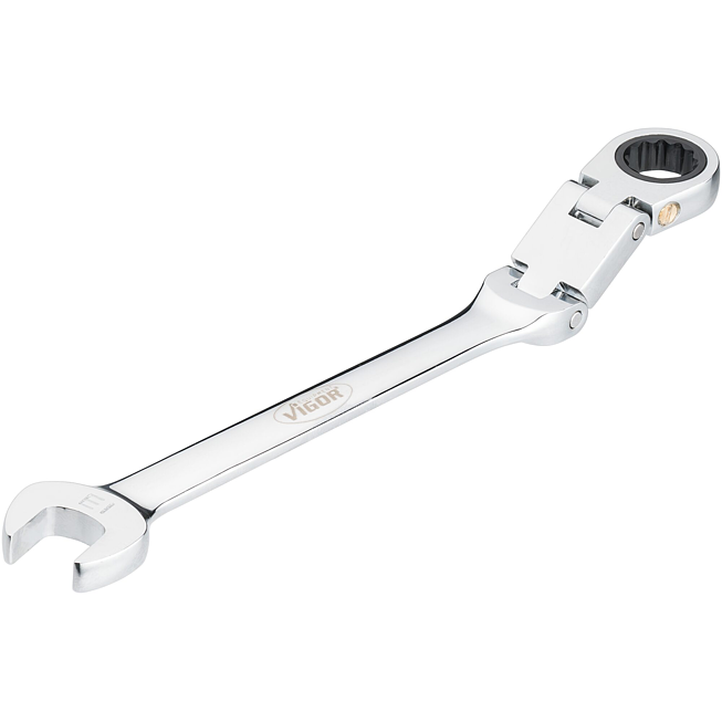 VIGOR Ráčnový očko-plochý klíč s dvojitým kloubem ∙ V6752-13 ∙ Vnější dvojitý šestihran profil, Profil vnější šestihran ∙ Velikost 13 mm