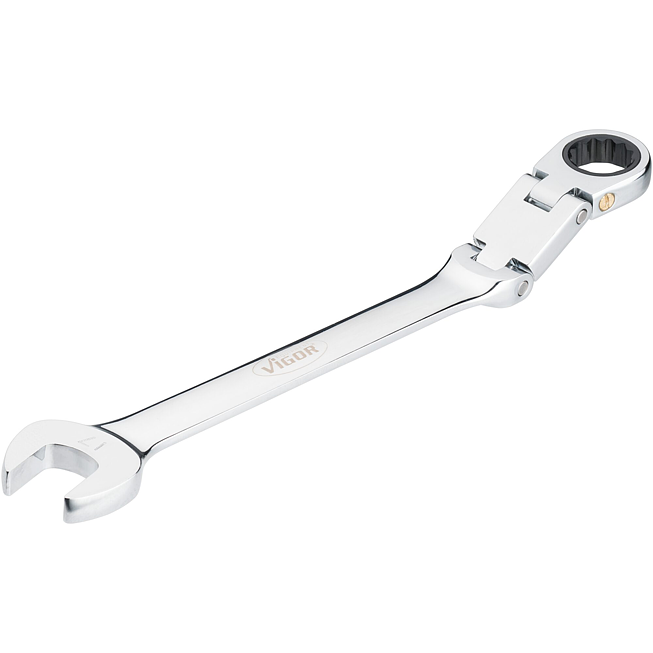 VIGOR Ráčnový očko-plochý klíč s dvojitým kloubem ∙ V6752-17 ∙ Vnější dvojitý šestihran profil, Profil vnější šestihran ∙ Velikost 17 mm
