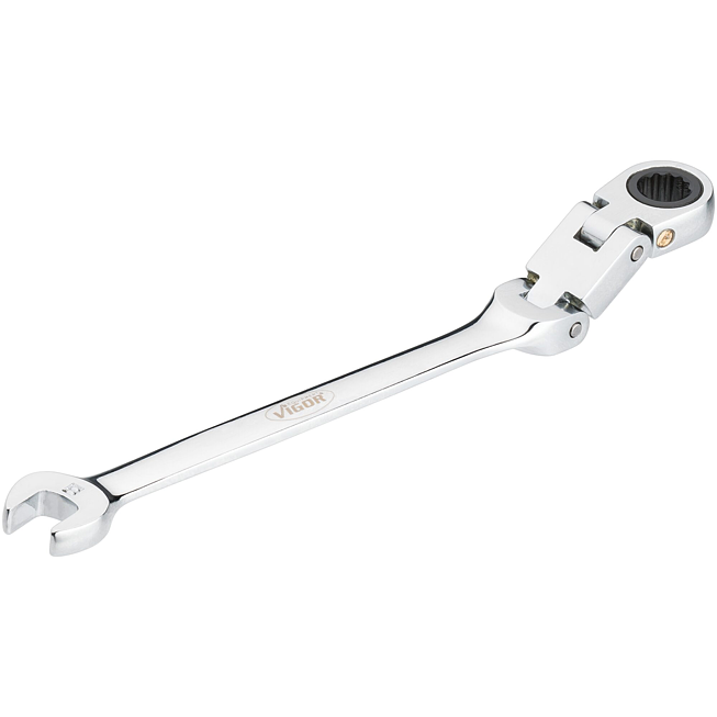 VIGOR Ráčnový očko-plochý klíč s dvojitým kloubem ∙ V6752-8 ∙ Vnější dvojitý šestihran profil, Profil vnější šestihran ∙ Velikost 8 mm