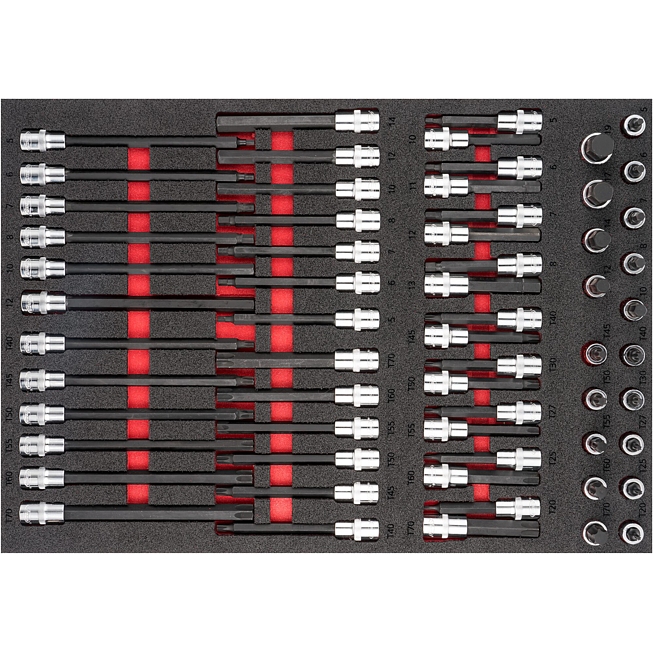 VIGOR Sada nástrčných hlavic ∙ V6809 ∙ 62-dílný ∙ 5 – 19 · T20 – T70 ∙ Počet ks nářadí: 62