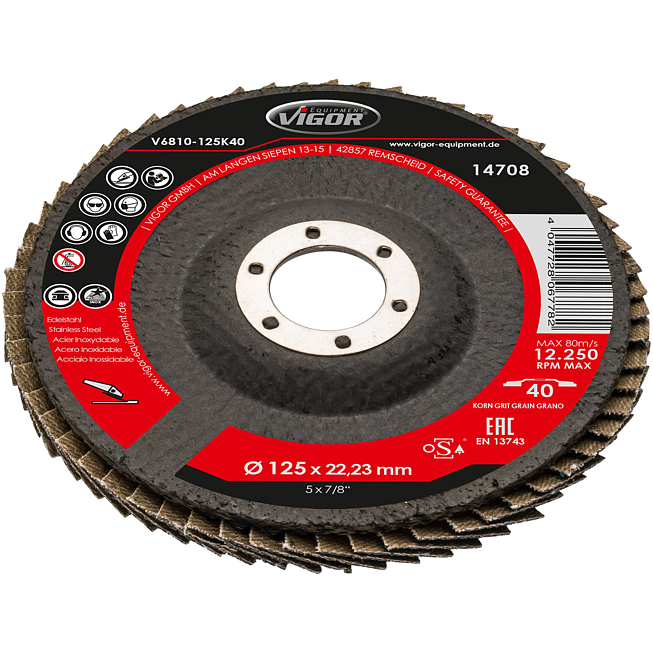 VIGOR Sada věj&iacute;řov&yacute;ch kotoučů ∙ 125&nbsp;mm ∙ K80 ∙ V7010-125K80 ∙ 10-d&iacute;ln&yacute; ∙ Počet ks n&aacute;řad&iacute;: 10