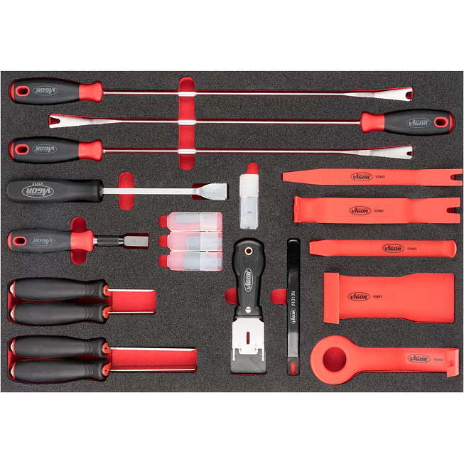 VIGOR Sada škrabek a demontážních pák ∙ V6818 ∙ 41-dílný ∙ Počet ks nářadí: 41