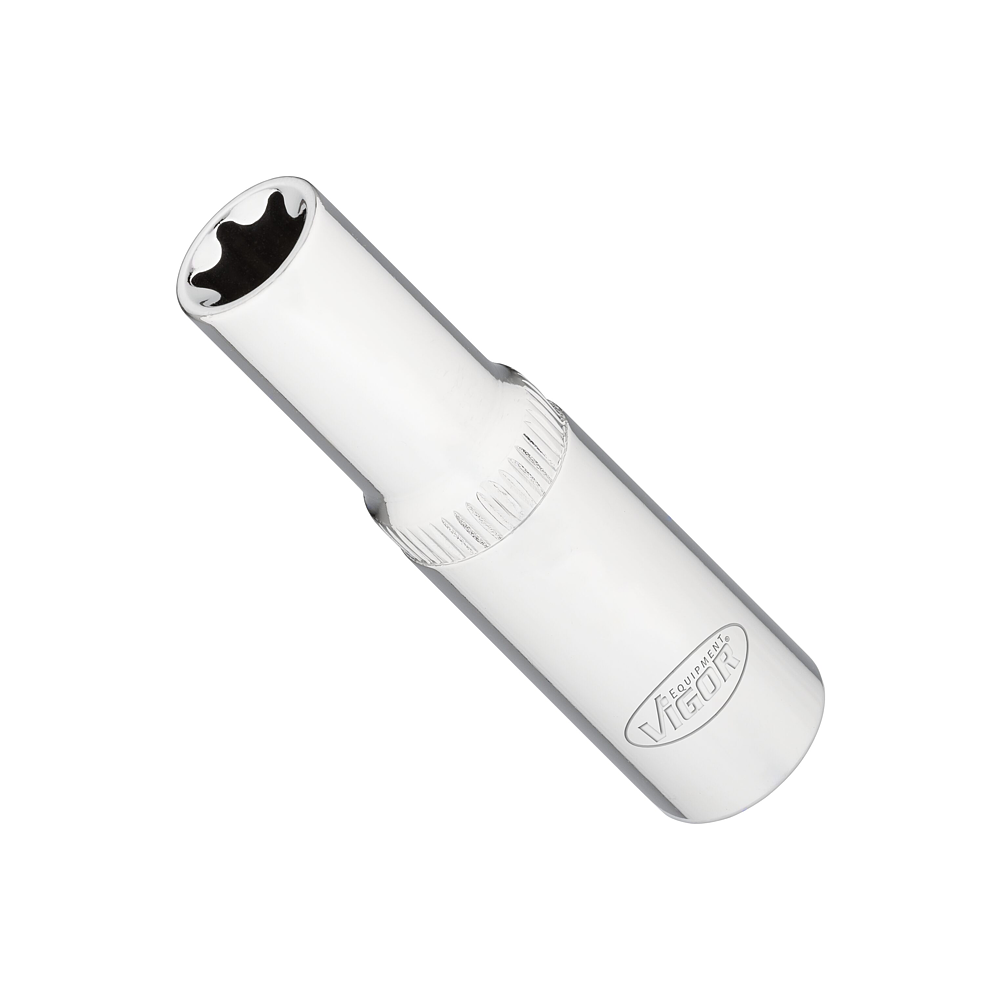 VIGOR T nástrčná hlavice ∙ dlouhá ∙ V7014-12 ∙ 3/8 palce (10 mm) čtyřhran dutý ∙ Vnější profil TORX® ∙ Velikost E12