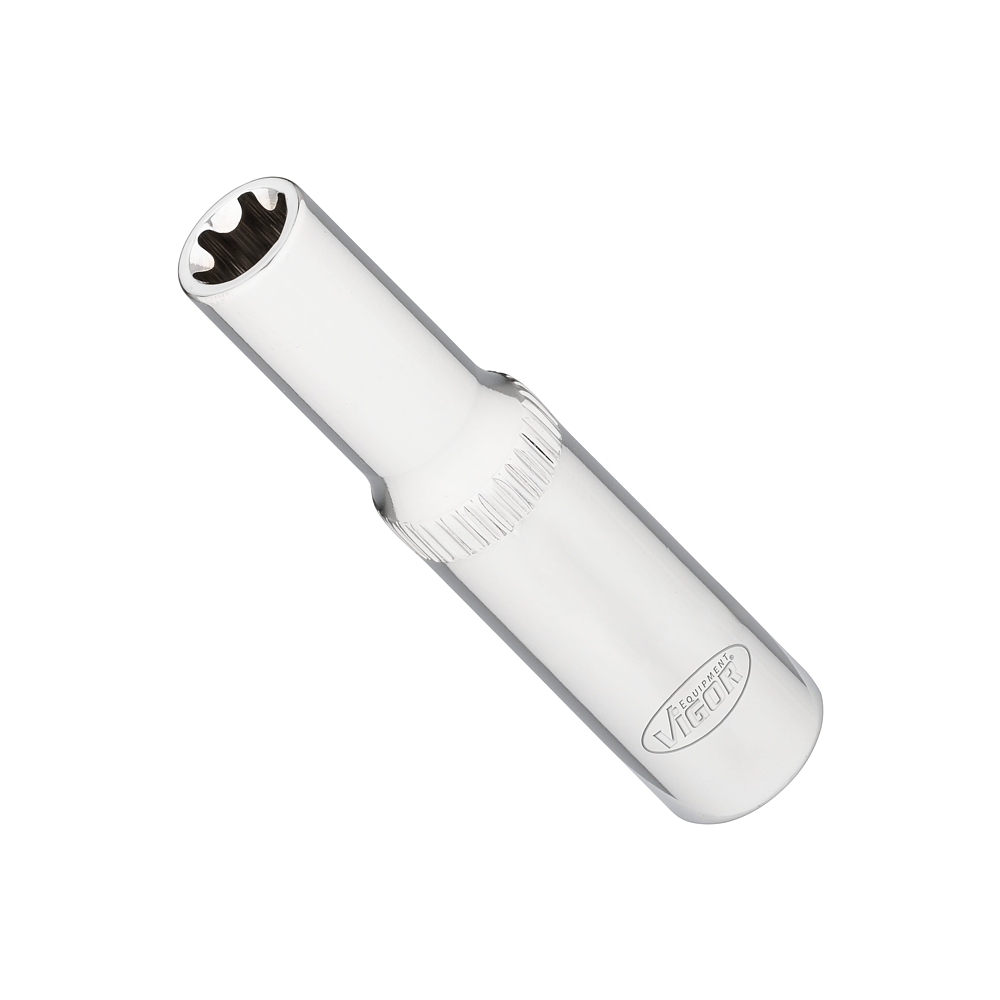 VIGOR T nástrčná hlavice ∙ dlouhá ∙ V7014-8 ∙ 1/4 palce (6,3 mm) čtyřhran dutý ∙ Vnější profil TORX® ∙ Velikost E8
