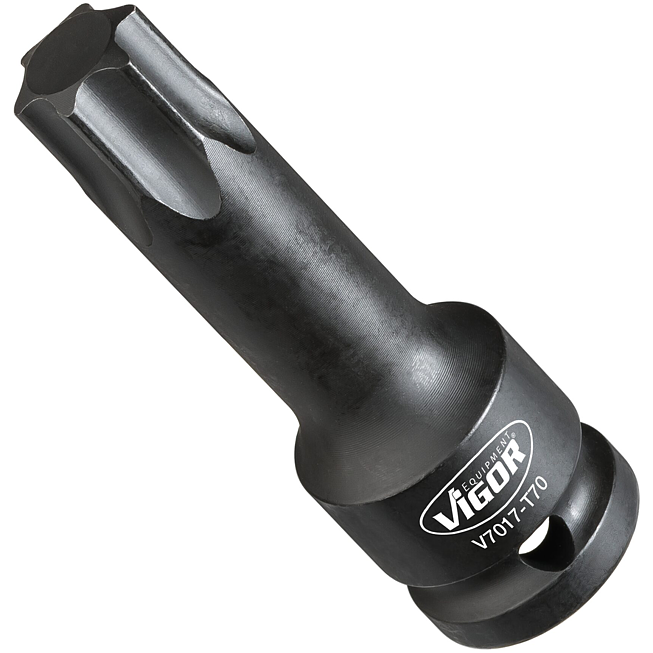 VIGOR T nástrčná hlavice pro rázový a strojový utahovák ∙ V7017-T70 ∙ 1/2 palce (12,5 mm) čtyřhran dutý ∙ Vnitřní profil TORX® ∙ Velikost T70