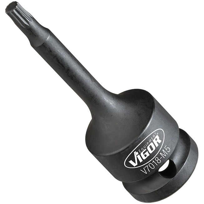 VIGOR N&aacute;strčn&aacute; hlavice (vnitřn&iacute; tis&iacute;cihran) pro r&aacute;zov&yacute; a strojov&yacute; utahov&aacute;k (XZN) ∙ V7018-M5 ∙ 1/2 palce (12,5 mm) čtyřhran dut&yacute; ∙ Vnitřn&iacute; ozuben&yacute; profil XZN ∙ Velikost M5