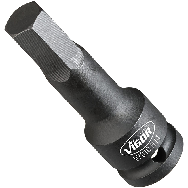 VIGOR N&aacute;strčn&aacute; hlavice (vnitřn&iacute; 6hran) pro r&aacute;zov&yacute; a strojov&yacute; utahov&aacute;k ∙ V7019-H14 ∙ 1/2 palce (12,5 mm) čtyřhran dut&yacute; ∙ Profil vnitřn&iacute; &scaron;estihran ∙ Velikost 14 mm