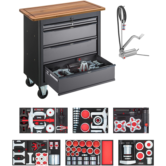 VIGOR Mobiln&iacute; pracovn&iacute; stůl řady XL se speci&aacute;ln&iacute;m n&aacute;řad&iacute;m ∙ V7026-1 ∙ 120-d&iacute;ln&yacute; ∙ Počet ks n&aacute;řad&iacute;: 120