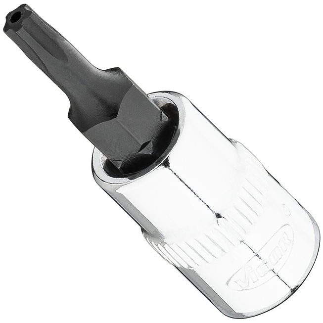 VIGOR T+ nástrčná hlavice ∙ V7037-IPR15 ∙ 1/4 palce (6,3 mm) čtyřhran dutý ∙ Vnitřní profil s 5 zaoblenými bočnicemi, s vyvrtaným čelním otvorem (podobné TORX®) ∙ Velikost T15+H