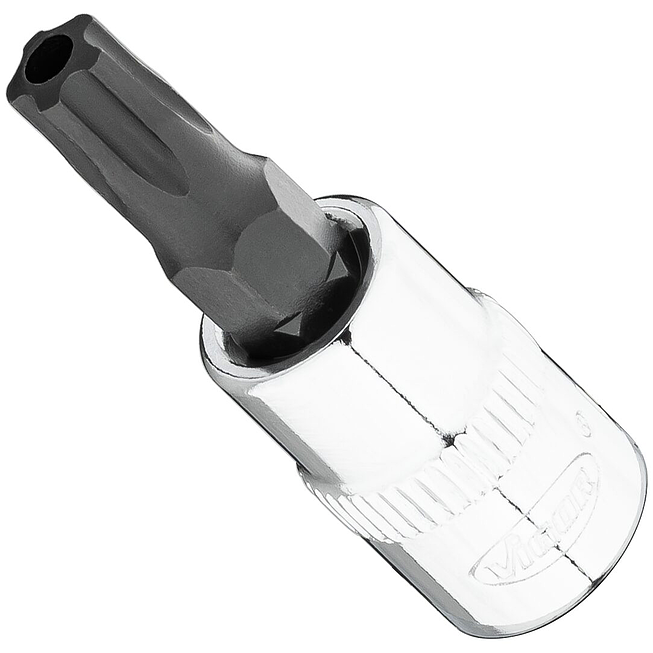 VIGOR T+ nástrčná hlavice ∙ V7037-IPR30 ∙ 1/4 palce (6,3 mm) čtyřhran dutý ∙ Vnitřní profil s 5 zaoblenými bočnicemi, s vyvrtaným čelním otvorem (podobné TORX®) ∙ Velikost T30+H