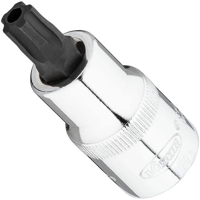 VIGOR T+ nástrčná hlavice ∙ V7055-IPR50 ∙ 1/2 palce (12,5 mm) čtyřhran dutý ∙ Vnitřní profil s 5 zaoblenými bočnicemi, s vyvrtaným čelním otvorem (podobné TORX®) ∙ Velikost T50+H