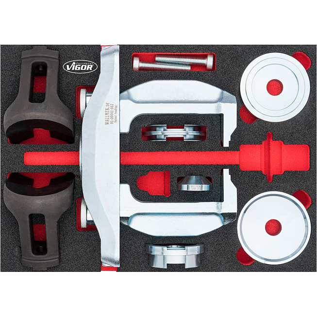 VIGOR Sada pro demontáž / montáž kompaktních ložisek kol ∙ univerzální ∙ V7201 ∙ 15-dílný ∙ Počet ks nářadí: 15