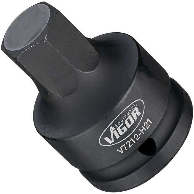 VIGOR N&aacute;strčn&aacute; hlavice (vnitřn&iacute; 6hran) pro r&aacute;zov&yacute; a strojov&yacute; utahov&aacute;k ∙ V7212-H21 ∙ 3/4 palce (20 mm) čtyřhran dut&yacute; ∙ Profil vnitřn&iacute; &scaron;estihran ∙ Velikost 21 mm