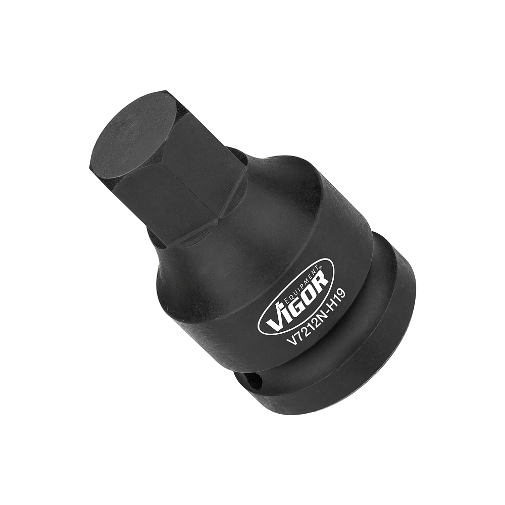 VIGOR R&aacute;zov&yacute; utahov&aacute;k n&aacute;strčn&aacute; hlavice ∙ V7212N-H19 ∙ 3/4 palce (20 mm) čtyřhran dut&yacute; ∙ Profil vněj&scaron;&iacute; &scaron;estihran, Profil vněj&scaron;&iacute; dvojit&yacute; &scaron;estihran ∙ Velikost 19 mm