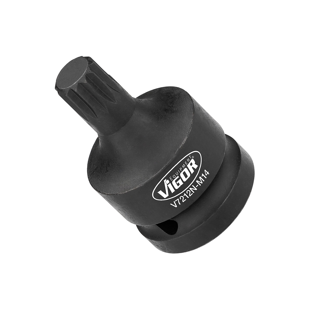 VIGOR R&aacute;zov&yacute; utahov&aacute;k n&aacute;strčn&aacute; hlavice ∙ V7212N-M14 ∙ 3/4 palce (20 mm) čtyřhran dut&yacute; ∙ Profil vněj&scaron;&iacute; &scaron;estihran, Profil vněj&scaron;&iacute; dvojit&yacute; &scaron;estihran ∙ Velikost M14