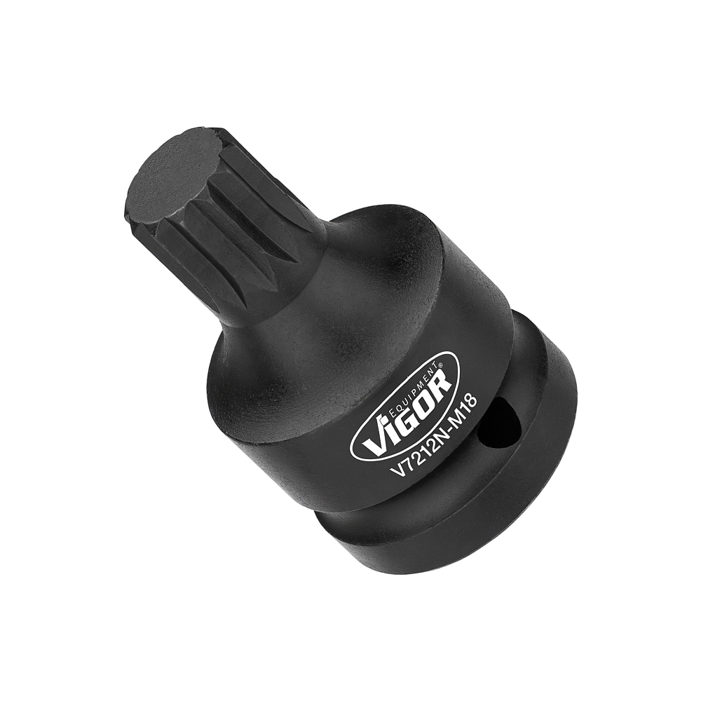 VIGOR R&aacute;zov&yacute; utahov&aacute;k n&aacute;strčn&aacute; hlavice ∙ V7212N-M18 ∙ 3/4 palce (20 mm) čtyřhran dut&yacute; ∙ Profil vněj&scaron;&iacute; &scaron;estihran, Profil vněj&scaron;&iacute; dvojit&yacute; &scaron;estihran ∙ Velikost M18