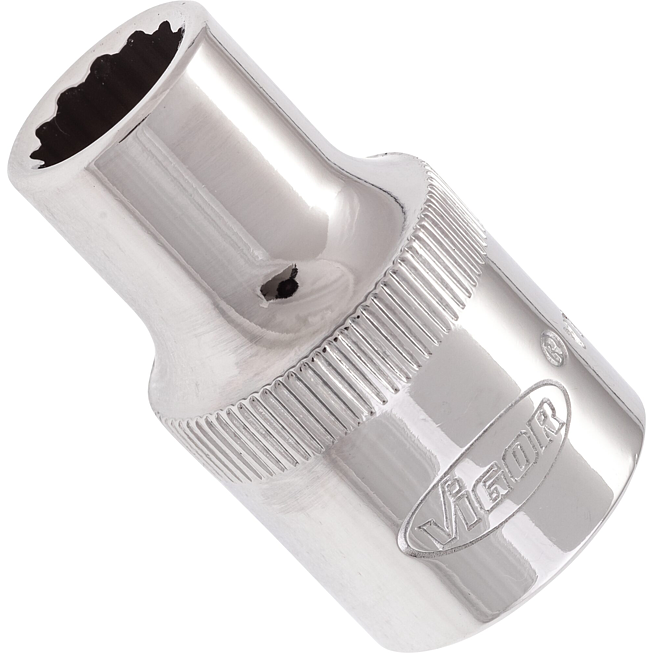 VIGOR Nástrčná hlavice dvojitý šestihran ∙ V7512-10 ∙ 1/2 palce (12,5 mm) čtyřhran dutý ∙ Vnější dvojitý šestihran profil ∙ Velikost 10 mm