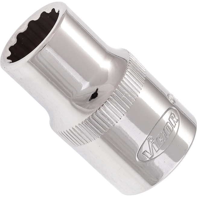 VIGOR Nástrčná hlavice dvojitý šestihran ∙ V7512-12 ∙ 1/2 palce (12,5 mm) čtyřhran dutý ∙ Vnější dvojitý šestihran profil ∙ Velikost 12 mm