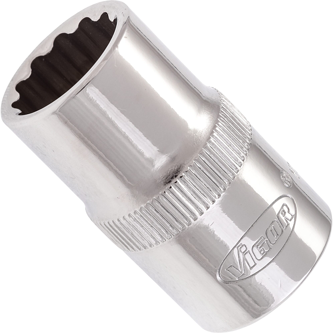 VIGOR Nástrčná hlavice dvojitý šestihran ∙ V7512-14 ∙ 1/2 palce (12,5 mm) čtyřhran dutý ∙ Vnější dvojitý šestihran profil ∙ Velikost 14 mm