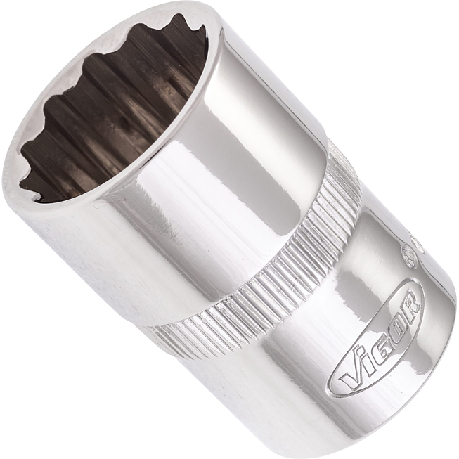 VIGOR Nástrčná hlavice dvojitý šestihran ∙ V7512-19 ∙ 1/2 palce (12,5 mm) čtyřhran dutý ∙ Vnější dvojitý šestihran profil ∙ Velikost 19 mm
