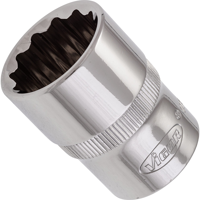 VIGOR Nástrčná hlavice dvojitý šestihran ∙ V7512-20 ∙ 1/2 palce (12,5 mm) čtyřhran dutý ∙ Vnější dvojitý šestihran profil ∙ Velikost 20 mm