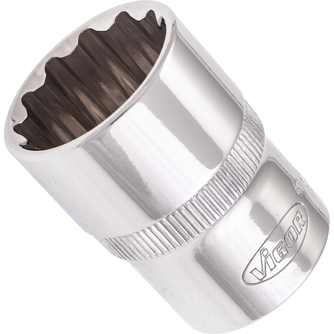VIGOR Nástrčná hlavice dvojitý šestihran ∙ V7512-21 ∙ 1/2 palce (12,5 mm) čtyřhran dutý ∙ Vnější dvojitý šestihran profil ∙ Velikost 21 mm