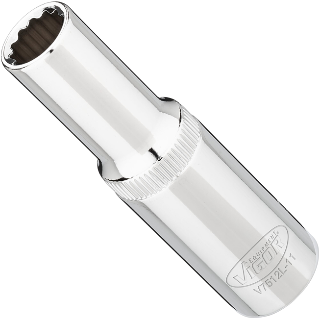 VIGOR N&aacute;strčn&aacute; hlavice dvojit&yacute; &scaron;estihran ∙ dlouh&aacute; ∙ V7512L-11 ∙ 1/2 palce (12,5 mm) čtyřhran dut&yacute; ∙ Vněj&scaron;&iacute; dvojit&yacute; &scaron;estihran profil ∙ Velikost 11 mm