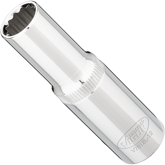 VIGOR N&aacute;strčn&aacute; hlavice dvojit&yacute; &scaron;estihran ∙ dlouh&aacute; ∙ V7512L-12 ∙ 1/2 palce (12,5 mm) čtyřhran dut&yacute; ∙ Vněj&scaron;&iacute; dvojit&yacute; &scaron;estihran profil ∙ Velikost 12 mm