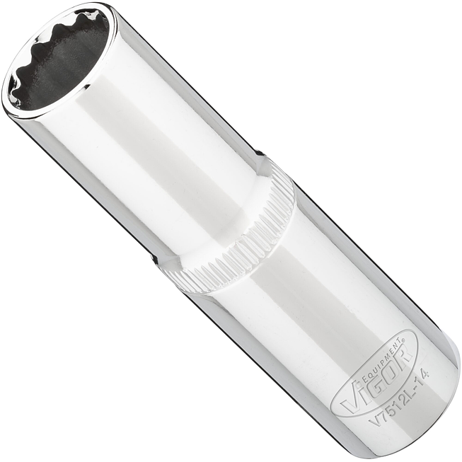 VIGOR N&aacute;strčn&aacute; hlavice dvojit&yacute; &scaron;estihran ∙ dlouh&aacute; ∙ V7512L-14 ∙ 1/2 palce (12,5 mm) čtyřhran dut&yacute; ∙ Vněj&scaron;&iacute; dvojit&yacute; &scaron;estihran profil ∙ Velikost 14 mm