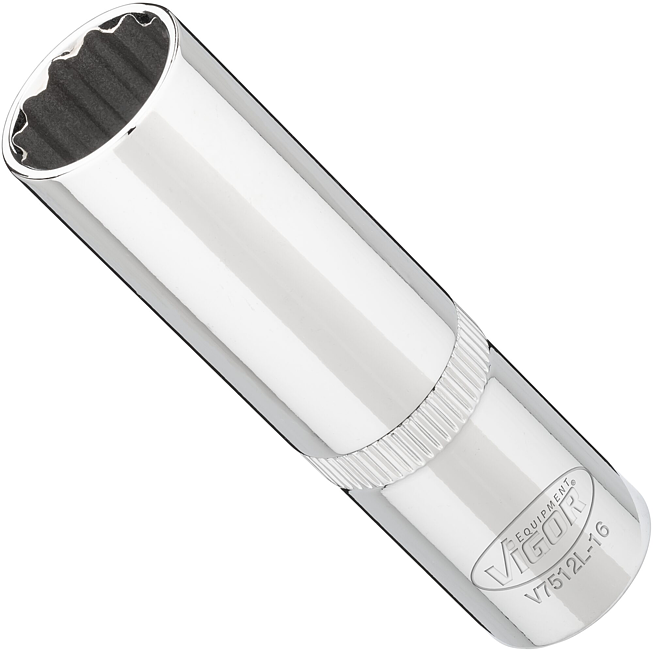 VIGOR Nástrčná hlavice dvojitý šestihran ∙ dlouhá ∙ V7512L-16 ∙ 1/2 palce (12,5 mm) čtyřhran dutý ∙ Vnější dvojitý šestihran profil ∙ Velikost 16 mm