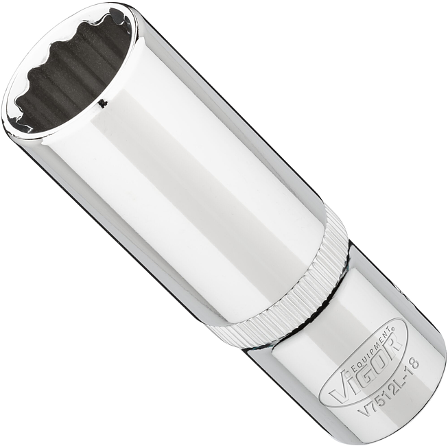 VIGOR Nástrčná hlavice dvojitý šestihran ∙ dlouhá ∙ V7512L-18 ∙ 1/2 palce (12,5 mm) čtyřhran dutý ∙ Vnější dvojitý šestihran profil ∙ Velikost 18 mm