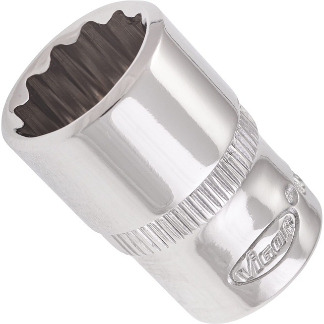 VIGOR Nástrčná hlavice dvojitý šestihran ∙ V7514-12 ∙ 1/4 palce (6,3 mm) čtyřhran dutý ∙ Vnější dvojitý šestihran profil ∙ Velikost 12 mm