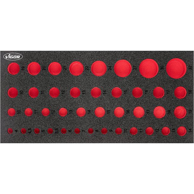 VIGOR Vložka z měkk&eacute; pěny ∙ pr&aacute;zdn&aacute; ∙ V7520-L ∙ d x &scaron; x v: 393 mm x 188 mm x 35 mm