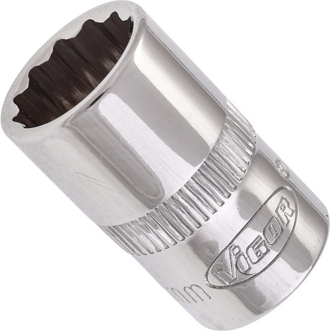 VIGOR Nástrčná hlavice dvojitý šestihran ∙ V7538-12 ∙ 3/8 palce (10 mm) čtyřhran dutý ∙ Vnější dvojitý šestihran profil ∙ Velikost 12 mm