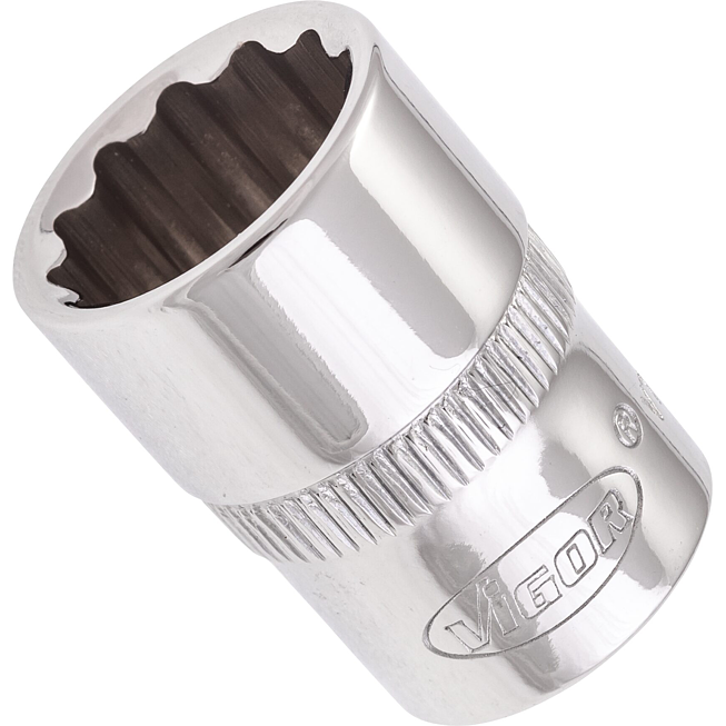 VIGOR N&aacute;strčn&aacute; hlavice dvojit&yacute; &scaron;estihran ∙ V7538-14 ∙ 3/8 palce (10 mm) čtyřhran dut&yacute; ∙ Vněj&scaron;&iacute; dvojit&yacute; &scaron;estihran profil ∙ Velikost 14 mm