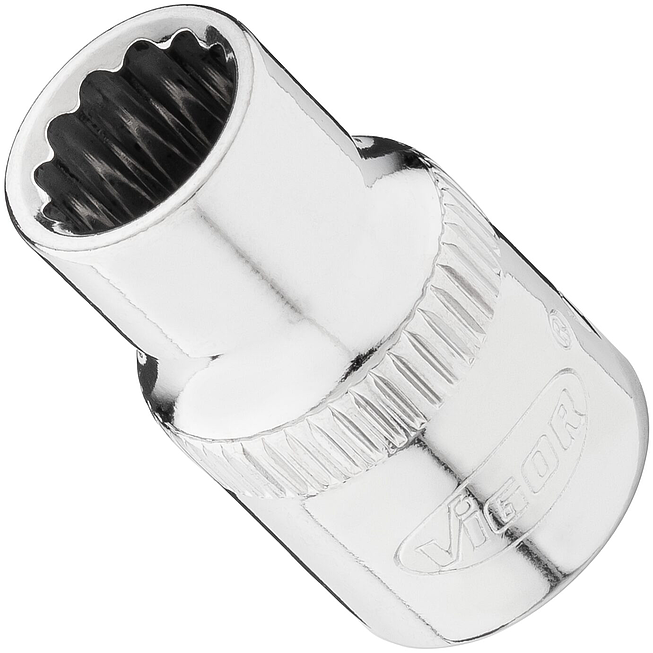 VIGOR Nástrčná hlavice dvojitý šestihran ∙ V7538-9 ∙ 3/8 palce (10 mm) čtyřhran dutý ∙ Vnější dvojitý šestihran profil ∙ Velikost 9 mm