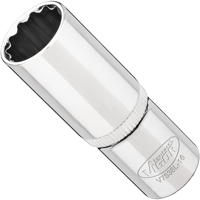 VIGOR Nástrčná hlavice dvojitý šestihran ∙ dlouhá ∙ V7538L-16 ∙ 3/8 palce (10 mm) čtyřhran dutý ∙ Vnější dvojitý šestihran profil ∙ Velikost 16 mm