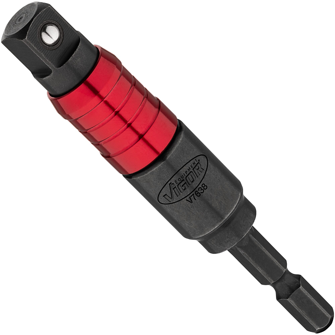 VIGOR Adaptér nástrčných klíčů ∙ s kloubem ∙ V7638 ∙ 1/4 palce (6,3 mm) šestihran masivní ∙ 3/8 palce (10 mm) čtyřhran masivní ∙ 16 mm