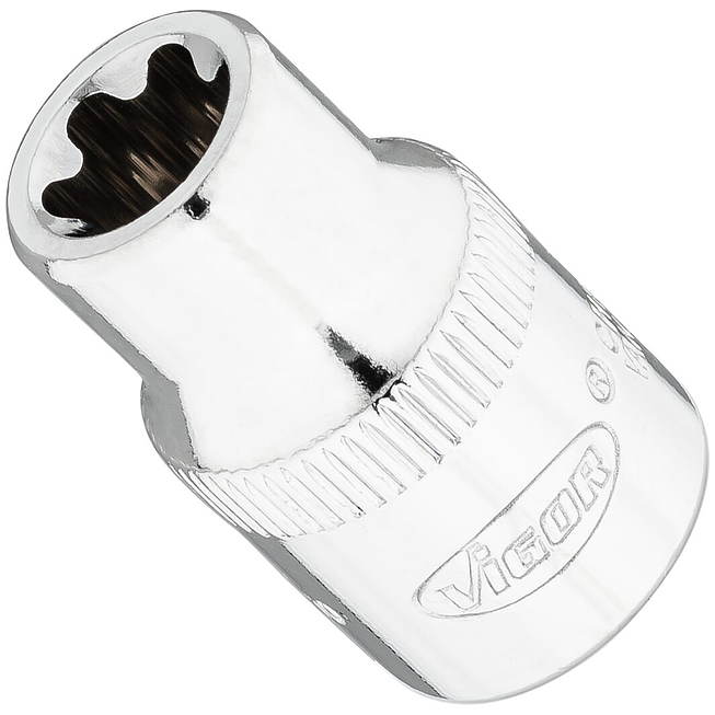VIGOR T+ nástrčná hlavice ∙ V7920-EP10 ∙ 3/8 palce (10 mm) čtyřhran dutý ∙ Vnější profil TORX® plus ∙ Velikost E10+