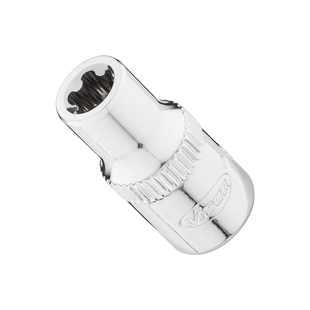 VIGOR E+ nástrčná hlavice ∙ V7920-EPR7 ∙ 1/4 palce (6,3 mm) čtyřhran dutý ∙ Vnější profil s 5 zaoblenými bočnicemi (podobné TORX®) ∙ Velikost E7+